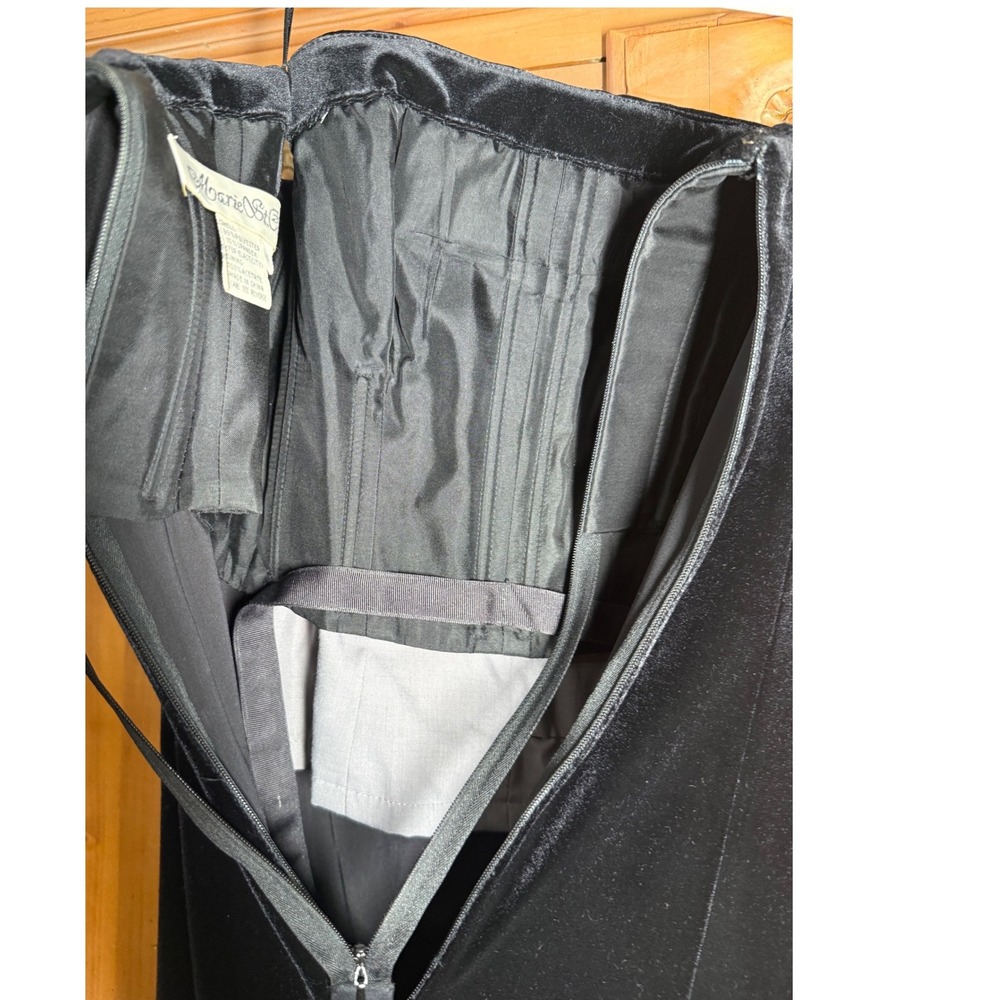 Marie St Claire Black Velvet Evening Gown Boned Corset Dress Size 4 Vintage - Picture 7 of 16
